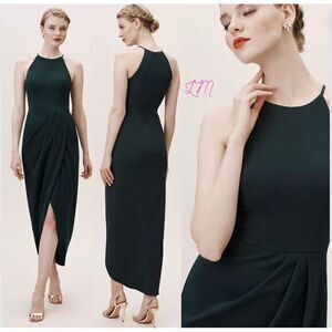 BHLDN Dark Green Halter Wedding Dress